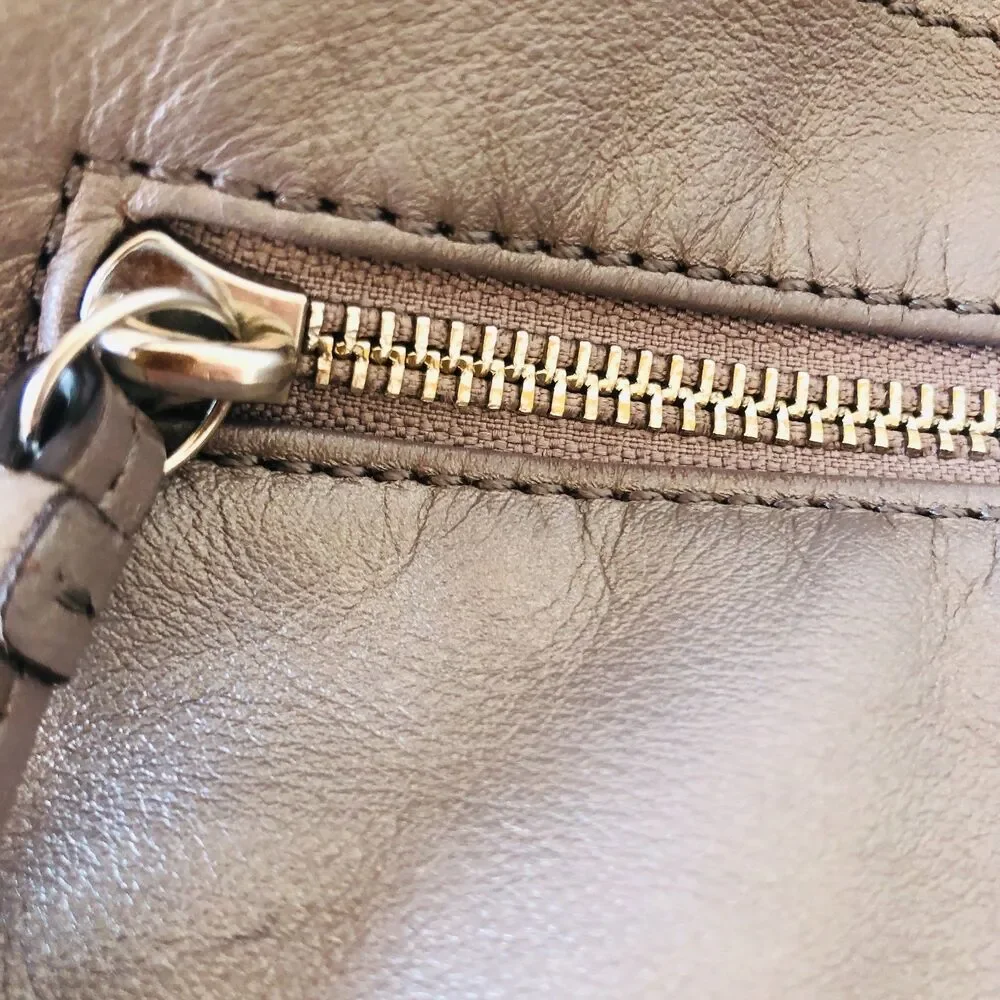 Coach Gunmetal Gray Leather Studded Embossed Hobo Shoulder Bag F16178